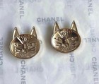 2 Chanel Cat Shape White Large 25mm Buttons     Gold-tone Cc Logo