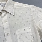 Vintage Sears Shirt Mens 14 5 White Geometric Perma Prest Dress Short Sleeve 70s