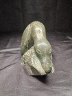 Vintage Mid Century Inuit Bird duck Green Soapstone Carving Signed 5  Tall
