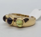 Vintage Estate 14k Yellow Gold Green Yellow Purple Stones Ring Size 7