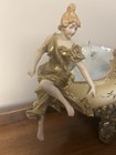 Antique German Porcelain Centerpiece Cherubs   Nymph Victorian Compote Rare