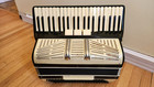 Vintage Italian Accordion  120 Bass  2 Reed Sets  White   Black Keys  Works 