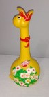 Vintage Mcm Mid Century Modern Duck Goose Yellow Flower Plastic Coin Bank