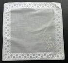 A  Vintage White Linen Hankie Madeira Style Hand Embroidered Monogram B Wedding