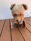 Vintage Large Steiff Blonde Mohair Bear On Wheels Missing Growler Mechanism