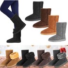 Women Suede Mid Calf Winter Snow Boots Faux Fur Lined Shoes Anti-slip Warm Boots