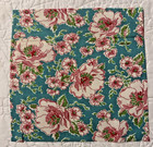 Vintage 1930s-40 Feedsack Fabric Piece 9x9  Floral Aqua   Pink