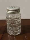 Vintage Hazel Atlas Glass Salt   Pepper Shakers Set 1949 Clear Textured