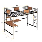 Twin Size Heavy-duty Metal Loft Bed With Desk bookshelf   4-step Ladder Black