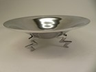 Modernist Aluminum Centerpiece Bowl Zig Zag Legs 11  Serving Dish Made In India