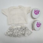 Build A Bear Sweater Cream Snowflake Sequin Ruffle Skirt Teddy Outfit Set - Read
