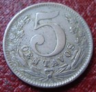 1886  large Top 5  Colombia 5 Centavos In Fine Condition  km  183 1 