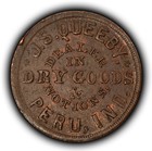 Civil War Token Queeby Dry Goods Notions Dealer Peru In Oak Leaf Star Bu - Z7070