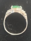 18k White Gold 0 50ctw Diamonds   12x9mm Green Jade  Size 6 5us N With Valuation