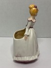 Vtg-lefton  6640 Victorian Lady 7 5  Ceramic Figurine Planter W white Daisies