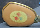 Vtg Gold Tone Metal Celluloid Hair Brush 10  Ornate Victorian Vanity