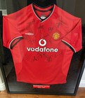 2000-01 Manchester United Team Framed Autographed Signed Auto Vodafone Jersey