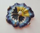 Vtg Antique 20 s Pot Metal Enamel Pansies Flower French Art Nouveau Brooch Pin 