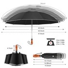 Inverted Black Automatic Umbrella - Reverse Folding Windproof Travel Umbrella   