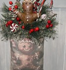 Primitive Faux Feed Sack Christmas Wall Hanging Door Decor Gingerbread