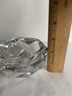 Val St Lambert Crystal Ashtray Hexagon Facets Heavy Signed Old Hollywood Smoke 3