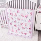 Floral 3 Piece Crib Bedding Set For Baby Boys Girls  Classic Nursery Bedding    