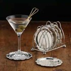 6pc Classical Golden Cocktail Metal Coaster Continental Vintage Zinc Alloyplated