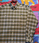 Vintage Tommy Hilfiger Button Up Long Sleeve Shirt Size M Red Tartan Plaid Crest