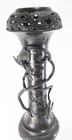Antique Japanese Bronze Two Part Vase Censer Raised Decoration