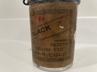 Very Old Black Paint Powder  Glass Jar With Metal Lid Denver Colorado Display