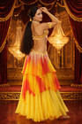 Belly Dance Costume Yellow Pink Bra Belt Skirt Set By Anastasiya
