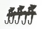 Rustic Brown Cast Iron Flying Pigs 5 Hook Wall Rack Country Farmhouse Decor