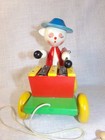Vintage Rare Wooden Character Playing Xylophone Pull Toy Baby Einstein