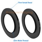  2 Pcs   52-77mm 52 Mm To 77 Mm Metal Step Up Lens Filter Ring Adapter Us Seller