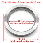 4 Pcs Silver Aluminum Hub Centric Rings 57 1mm Id To 73 1mm Od Wheel Bore