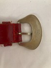 Vintage Red Leather Statement Belt Dlk Paris Silver Tone Western Buckle 38 