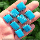 Trendy Turquoise Gemstone 100pcs Rings 925 Sterling Silver Plated Jewellery Lot