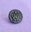 10 Small Vintage Black Glass Buttons With Floral Design