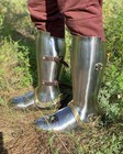 Medieval Greaves Roland Tempered Steel Silver Steel Leg Armor Halloween Cosplay 