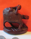 Antique Chinese Carved Wood Oriental Asian Boy On Cow Ox Water Buffalo Figure