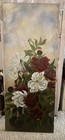 Antique Victorian Oil Painting Beautiful Peonies 42    X 17    Pat 1884 Not Roses