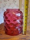 Antique Cranberry Glass Lamp Shade   Thumbprint Design   8  X 7  X 4 3 4 