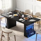 70 8  Large Dining Table With Glass Storage Cabinet   Led Lights