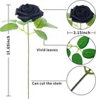 25pcs Fake Roses  Black Real Touch Foam Flowers  Bridal Bouquet Centerpiece Deco