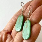 Vtg Navajo Earrings Slab Turquoise Dangle Sterling Native American Hook Dangle