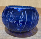 Lenox Dolphin Cobalt Blue Cut To Clear Vase   Bowl  6 Inches Tall By 8 In  Wide