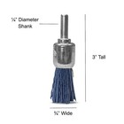 3 4  Nylon End Brush 1 4  Shank Medium Fine Coarse  3 Pack  Blue Drill Brush 