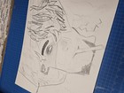 Man Smoking Cigarette - Original Art Drawing Sketch - Michigan Artist Found Art