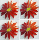 Large Red Daisy Aster Mosaic Tiles - Broken Cut Floral Mosaic Tiles