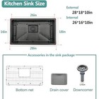 28x18x10 Undermount Kitchen Sink  16 Gauge Stainless Steel Workstation  Black